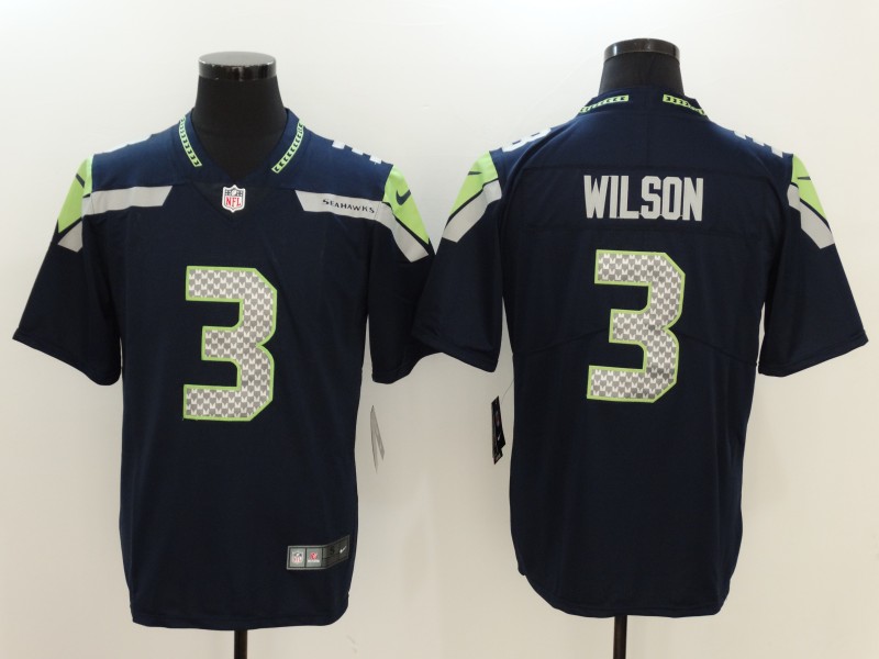 Men's Seattle Seahawks #3 Russell Wilson Navy Jersey